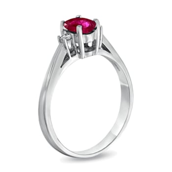 0.50cttw Natural Heated Ruby and Diamond Ring in 14k White Gold