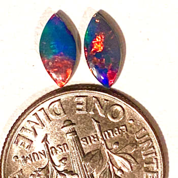 Opal on Ironstone 8x4mm Oval Doublet Set of 2 0.86ctw