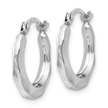 Polished Hinged Hoop Earrings In 14K White Gold