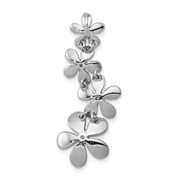 Rhodium Over 14k White Gold Diamond Four Flower Chain Slide Pendant