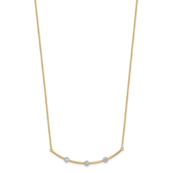 14K Two-tone Diamond-cut Bar Necklace