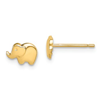 14K Yellow Gold Elephant Post Earrings