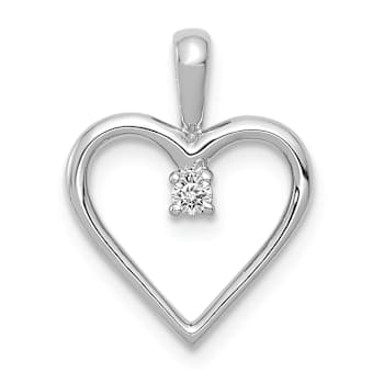 Rhodium Over 14k White Gold Diamond Heart Pendant