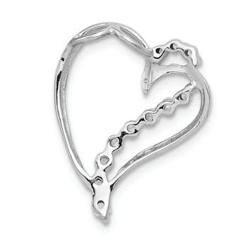Rhodium Over 14k White Gold Diamond Heart Chain Slide Pendant
