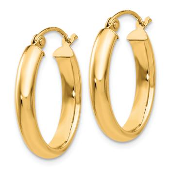 14k Yellow Gold Polished 7/8" Oval Tube Hoop Earrings