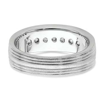 Rhodium Over 14K White Gold Lab Grown Diamond SI1/SI2, G H I, Polish and
Satin Men's Ring