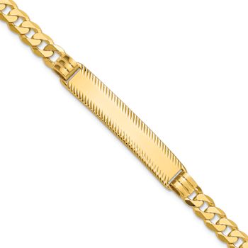 14k Yellow Gold Diamond-Cut Curb Link ID Bracelet