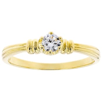 White Cubic Zirconia 18K Yellow Gold Over Sterling Silver Promise Ring 0.36ctw