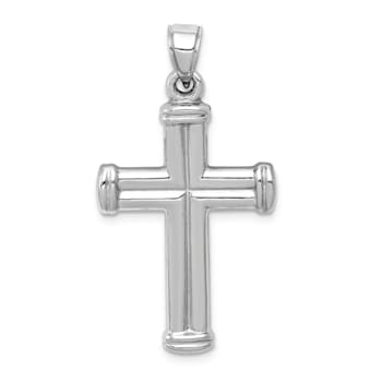 Rhodium Over 14K White Gold Reversible Crucifix Pendant