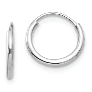Rhodium Over 14K White Gold Endless Hoop 3 Pair Earring Set