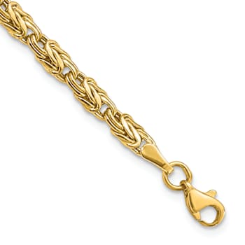 14k Yellow Gold 5mm Polished Fancy Byzantine Link Bracelet