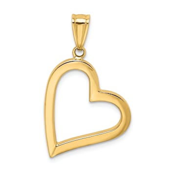 14k Yellow Gold Polished 3D Crooked Heart Pendant