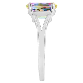 10x8mm Oval Mystic Topaz Rhodium Over Sterling Silver Ring