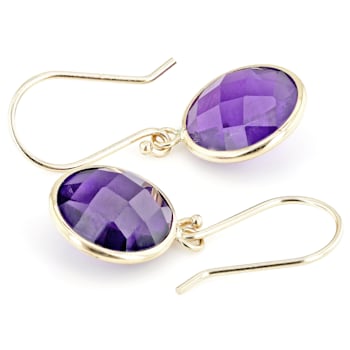 Purple Amethyst 14k Yellow Gold Dangle Earrings 8.00ctw