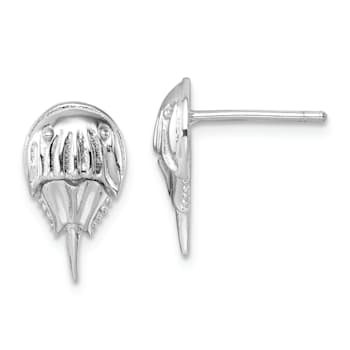 Rhodium Over Sterling Silver Polished Horseshoe Crab Post Earrings