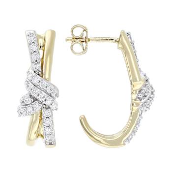 Modern Lab-Grown Diamond J-Hoop Earrings 0.50ctw In 14K Gold Over
Sterling Silver