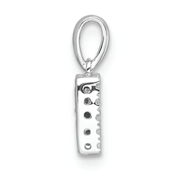 14K White Gold Diamond Letter R Initial with Bail Pendant
