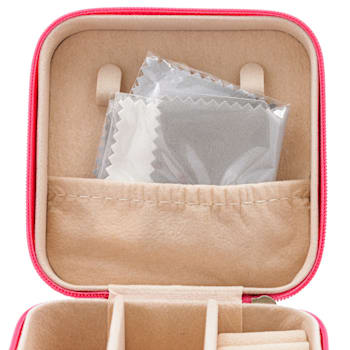 Berry Pink Travel Size Jewelry Box with Cleaning Cloth