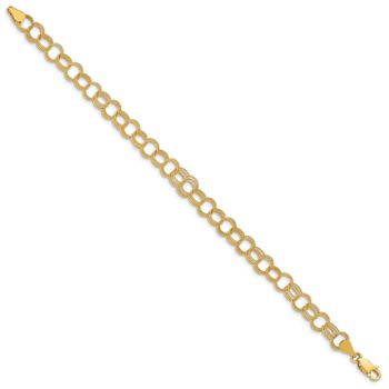 10k Yellow Gold Solid 6mm Triple Link Charm Bracelet