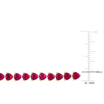 Created Ruby 18K Yellow Gold Over Sterling Silver Bracelet 12.3ctw