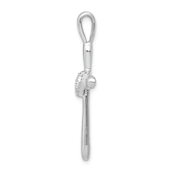 Rhodium Over 14K White Gold 1/10ct. Diamond Cross with Heart Pendant 0.009ctw