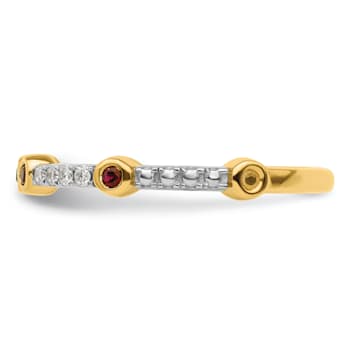 14K Yellow Gold Stackable Expressions Lab Created Ruby and Diamond Ring 0.18ctw