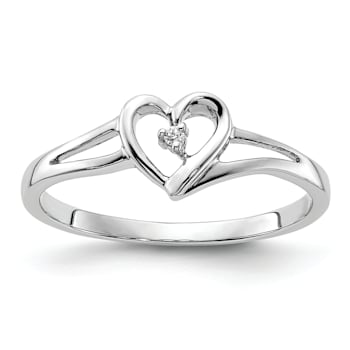 Rhodium Over 14K White First Promise Heart Diamond Promise/Engagement
Ring 0.01ctw