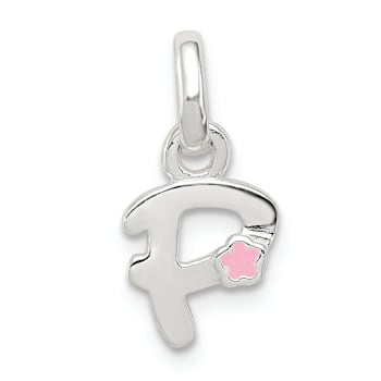 Sterling Silver Letter P with Enamel Pendant