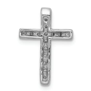 Rhodium Over 14K White Gold 1/6ct. Diamond Latin Cross Chain Slide