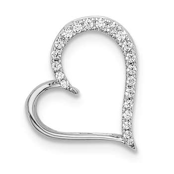 Rhodium Over 14k White Gold Diamond Heart Chain Slide Pendant