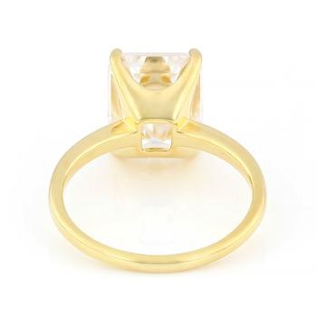 Large Emerald-Cut Moissanite Solitaire Ring In 14K Gold Over Sterling Silver