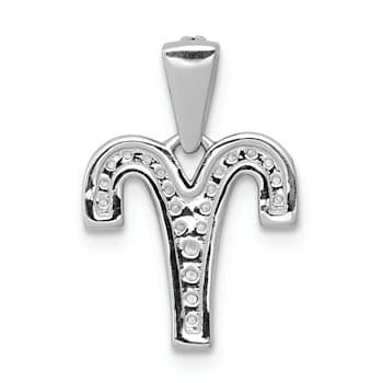 Rhodium Over 14K White Gold Diamond Aries Zodiac Pendant
