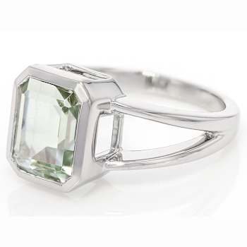Green Prasiolite Octagon Ring In Sterling Silver