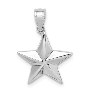 Rhodium Over 14k White Gold Polished Star Pendant