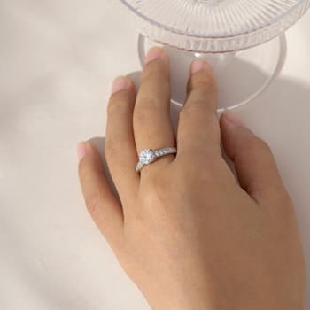 White Cubic Zirconia Platinum Over Sterling Silver Ring 1.70ctw