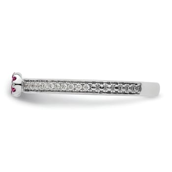 14K White Gold Stackable Expressions Rhodolite and Diamond Ring 0.075ctw