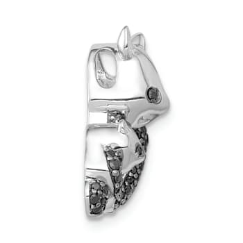 Rhodium Over 14k White Gold Black Diamond Pandas Chain Slide Pendant