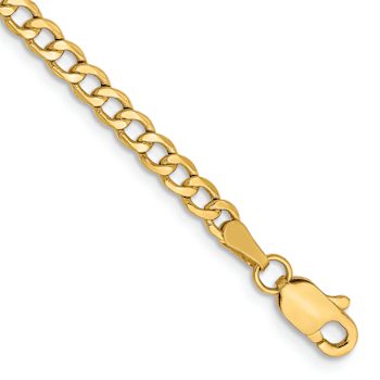 14k Yellow Gold 2.85mm Curb Link 28 Inch Chain
