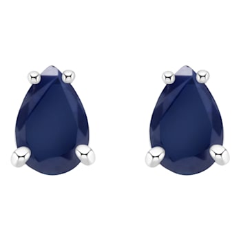 6x4mm Pear Shape Sapphire 14k White Gold Stud Earrings