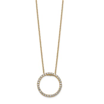 10k Yellow Gold 0.46 ctw Diamond Circle Pendant with 18 inch Cable Chain