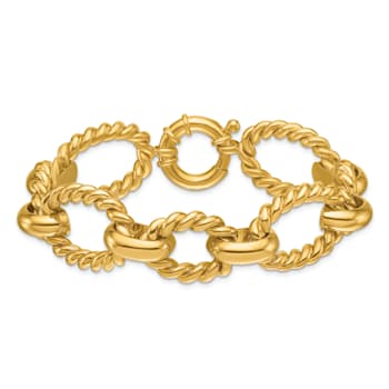 14K Yellow Gold Mixed Twisted Link 8-inch Bracelet