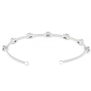 Aquamarine And Zircon Flexible Cuff In Sterling Silver 1.10ctw