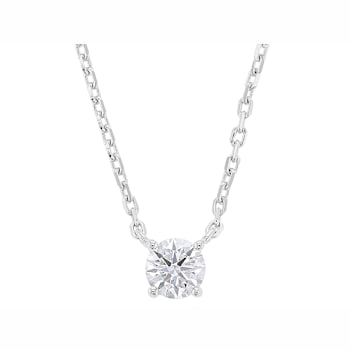 Elegant Lab-Grown Diamond Solitaire Pendant Necklace In Sterling Silver