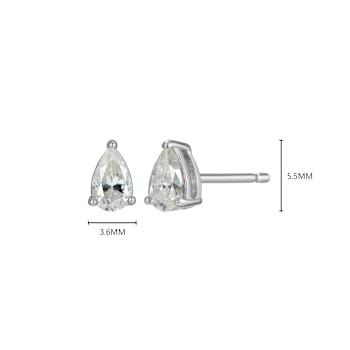 Pear Shape Moissanite Platineve Stud Earrings 0.50ctw DEW