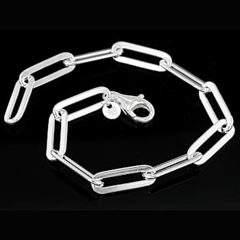 Wide Paperclip Chain Bracelet In Sterling Silver