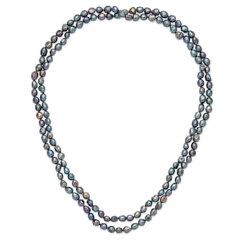 9-10mm Baroque Black Freshwater Cultured Pearl Endless 64-inch Necklace