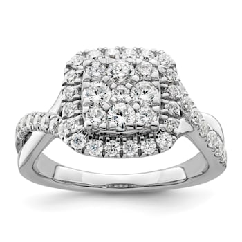 Rhodium Over 14K White Gold Lab Grown Diamond VS/SI GH, Cluster Ring 0.991ctw