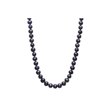6-7mm Black Freshwater Pearl 18" Sterling Silver Necklace