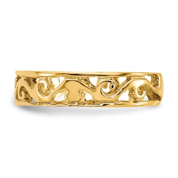 14K Yellow Gold Polished and Diamond Cut Toe Ring