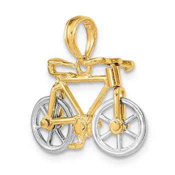 14k Two-tone Gold 3D Bicycle with Moveable Tires Charm